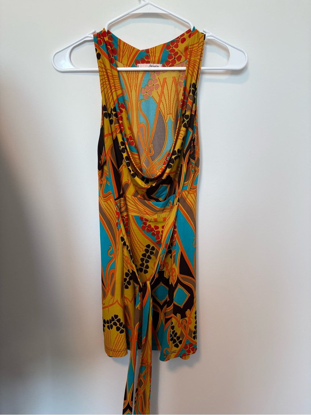 Vibrant Multicolor Sleeveless top with Cowl Neck
